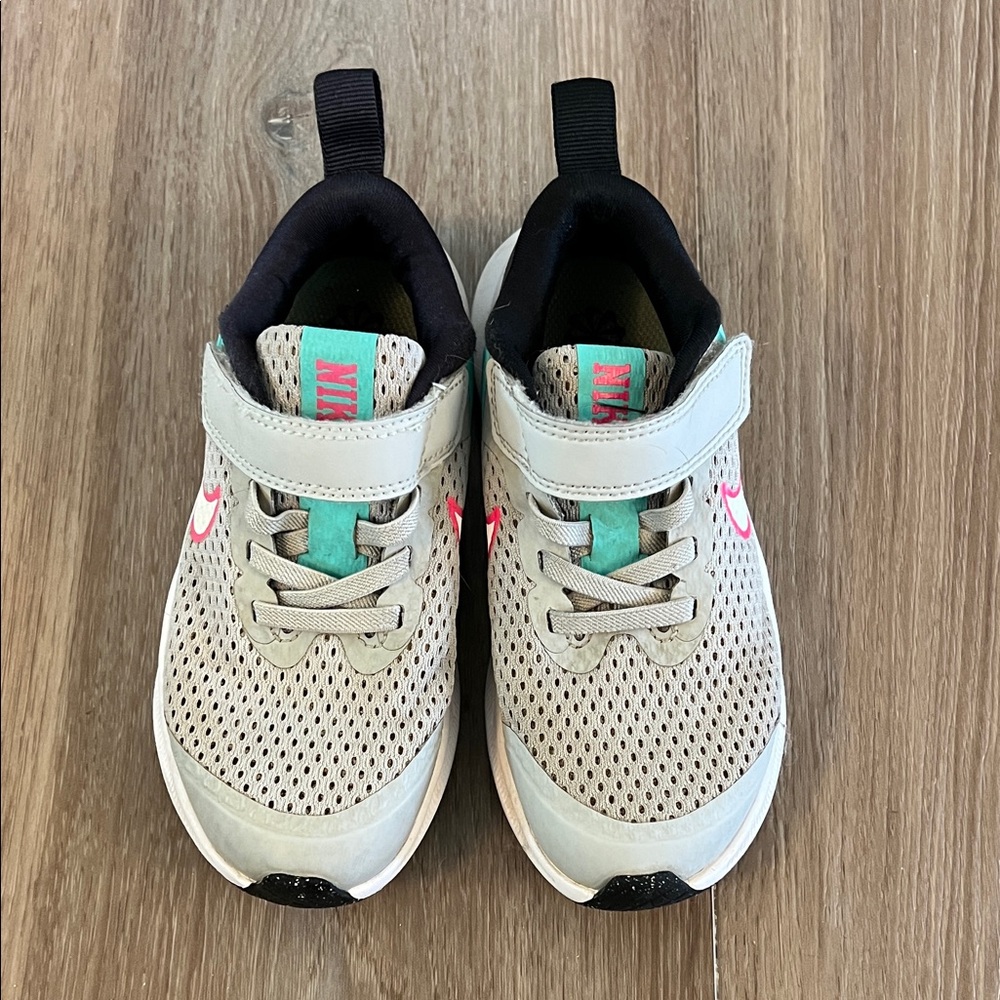Nike Kids Sneakers in Gray and Teal with Pink Accents